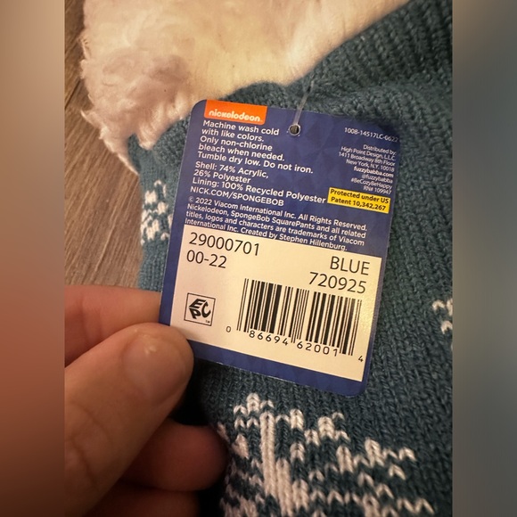 SpongeBob SquarePants Christmas Sherpa Lined Gripper Bottom Slipper Socks NWT - Picture 4 of 5